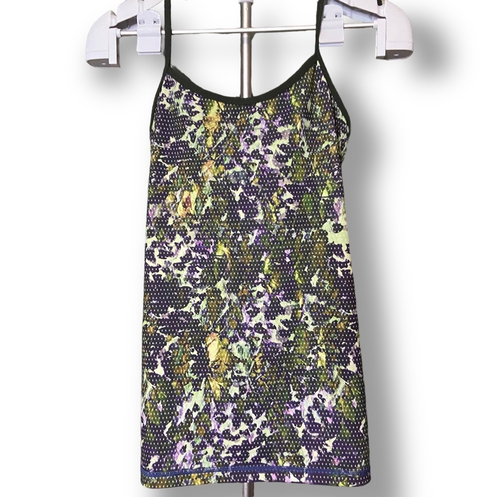 Lululemon Tank purple green gator floral print size 8